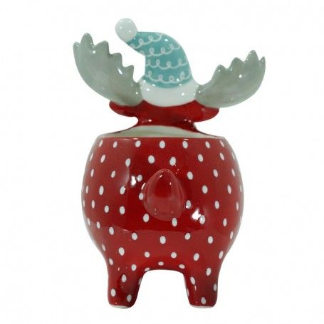 Renna Contenitore in Ceramica Rossa a Pois H.18 cm