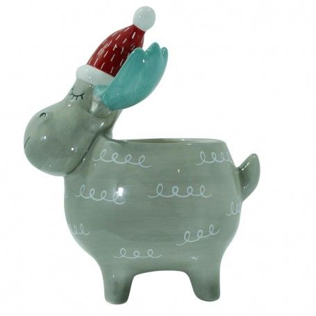 Renna Contenitore in Ceramica Grigia H.24,5 cm