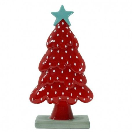 Alberello in Ceramica Rosso a Pois H.23 cm