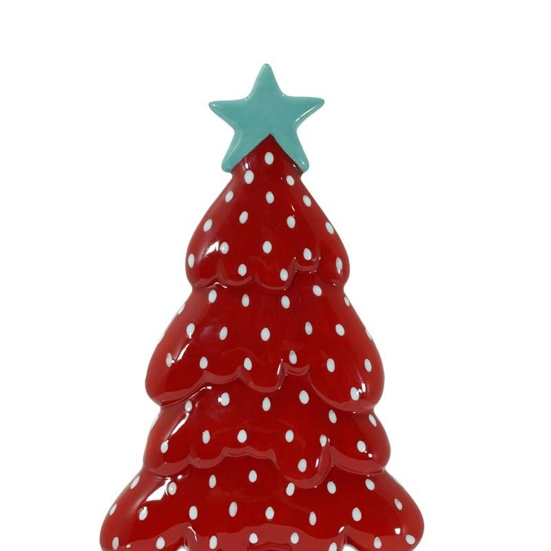 Alberello in Ceramica Rosso a Pois H.23 cm