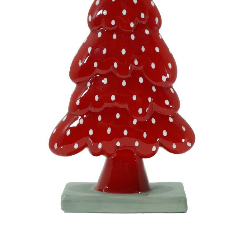 Alberello in Ceramica Rosso a Pois H.23 cm