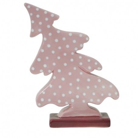 Alberello Inclinato Rosa a Pois in Ceramica H.21 cm