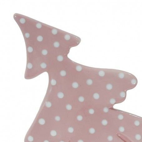 Alberello Inclinato Rosa a Pois in Ceramica H.21 cm