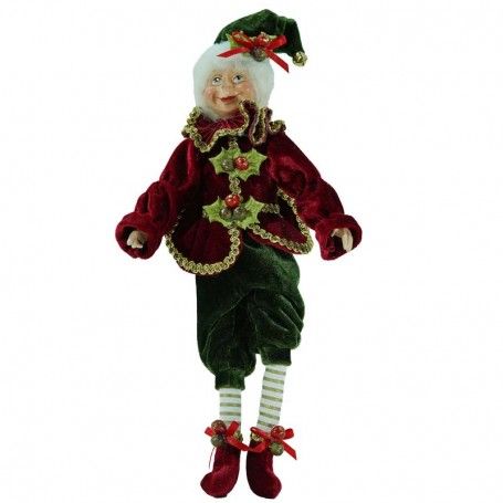 Elfo di Natale con Abito Verde e Rosso 3 Misure