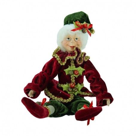 Elfo di Natale con Abito Verde e Rosso 3 Misure