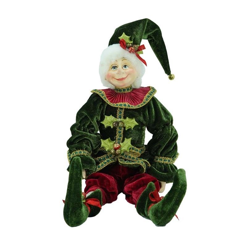 Elfo di Natale con Abito Verde e Rosso 3 Misure