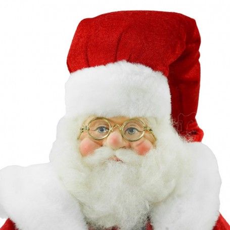 Babbo Natale in Piedi con Abito Rosso e Gilet a Quadri H.45 cm