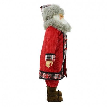 Babbo Natale in Piedi con Abito Rosso e Cappello a Quadri H.45 cm