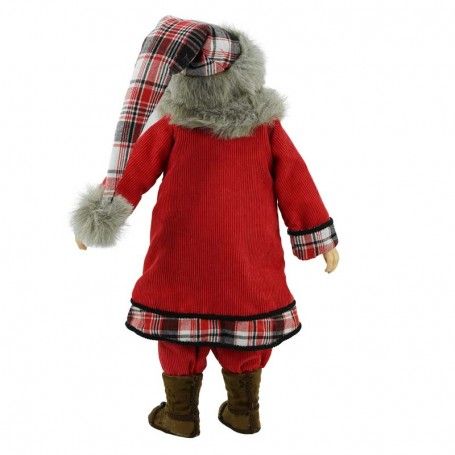 Babbo Natale in Piedi con Abito Rosso e Cappello a Quadri H.45 cm