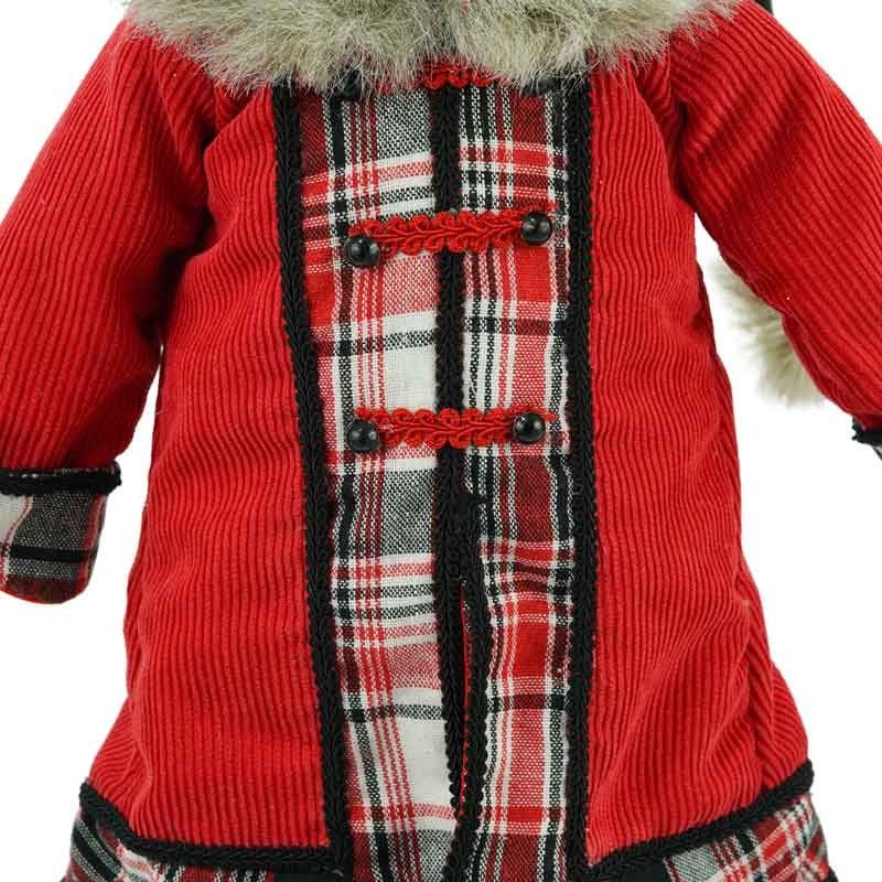 Babbo Natale in Piedi con Abito Rosso e Cappello a Quadri H.45 cm