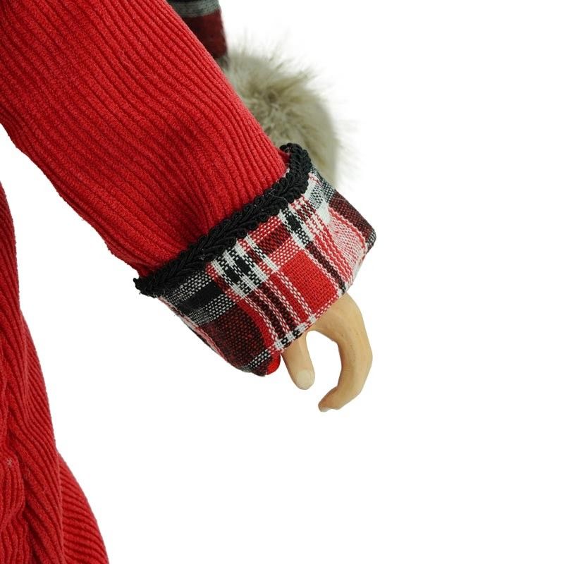 Babbo Natale in Piedi con Abito Rosso e Cappello a Quadri H.45 cm