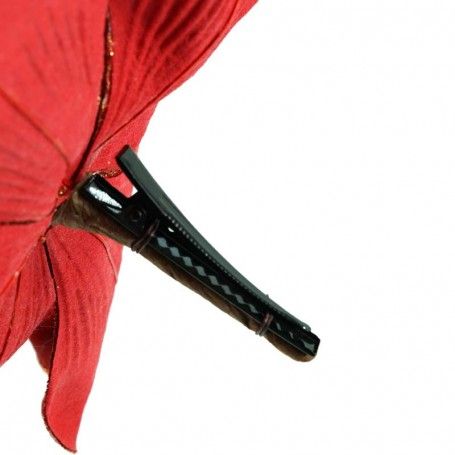 Fiore Natalizio in Velluto Rosso con Clip L.20 cm