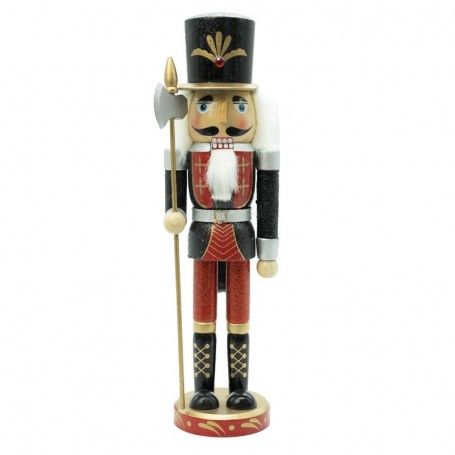 Schiaccianoci Natalizio in Uniforme Glitterata con Ascia H.38 cm