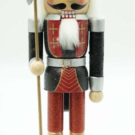 Schiaccianoci Natalizio in Uniforme Glitterata con Ascia H.38 cm