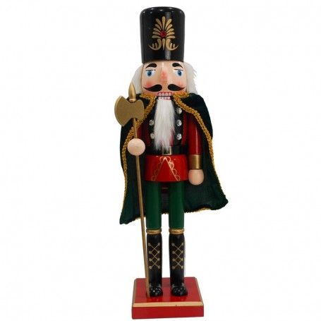 Schiaccianoci di Natale in Legno con Mantello Nero H.38 cm