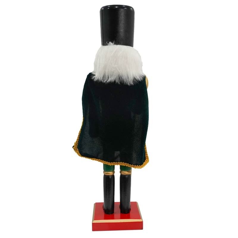 Schiaccianoci di Natale in Legno con Mantello Nero H.38 cm