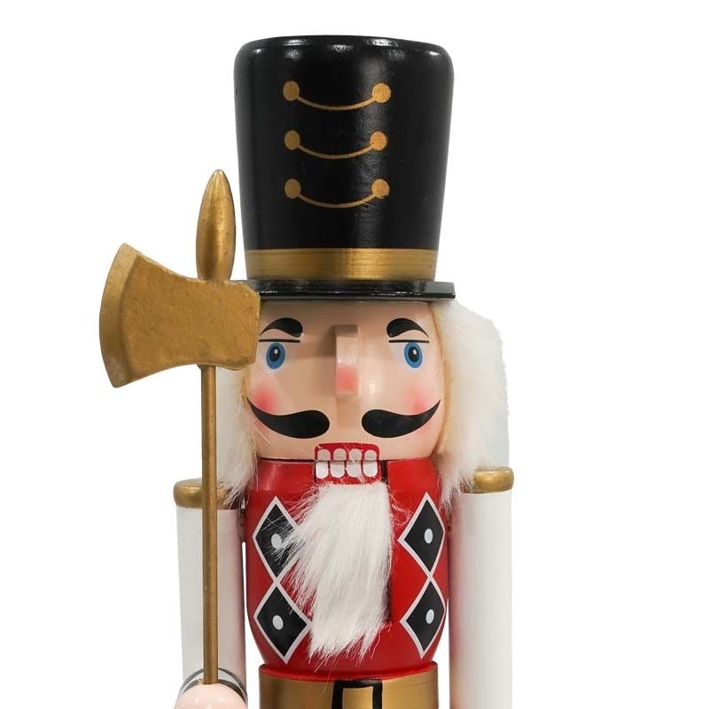 Schiaccianoci Natalizio in Legno su Piedistallo con Ascia H.38 e 60 cm