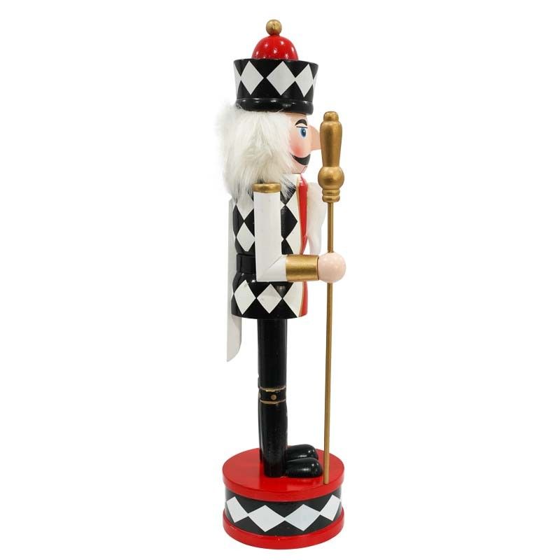 Schiaccianoci Natalizio in Legno su Piedistallo con Scettro H.38 e 60 cm