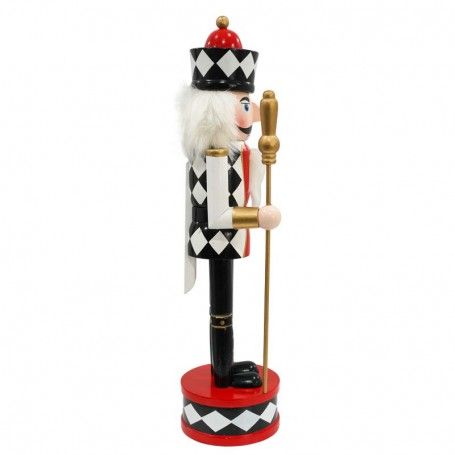 Schiaccianoci Natalizio in Legno su Piedistallo con Scettro H.38 e 60 cm