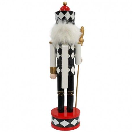 Schiaccianoci Natalizio in Legno su Piedistallo con Scettro H.38 e 60 cm