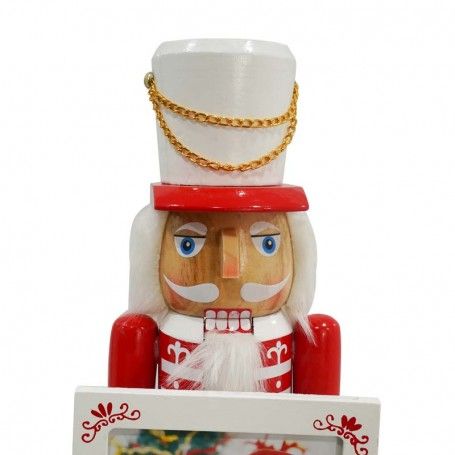 Schiaccianoci Portafoto Natalizio in Legno con Cornice H.38 cm