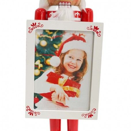 Schiaccianoci Portafoto Natalizio in Legno con Cornice H.38 cm