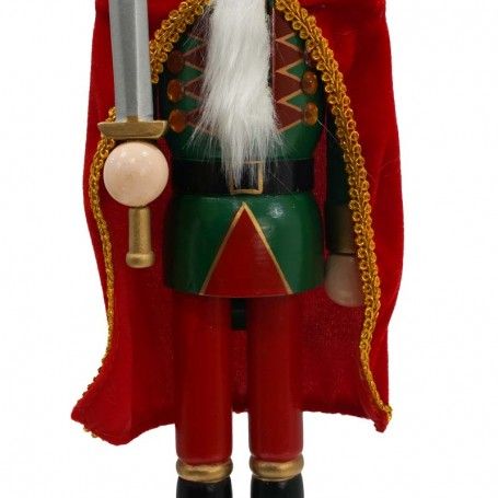 Schiaccianoci di Natale in Legno con Mantello Rosso H.38 cm