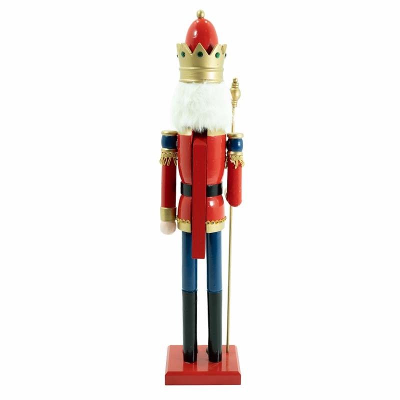 Schiaccianoci di Natale in Legno con Corona e Scettro H.82 cm