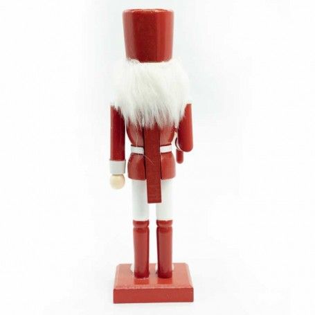 Schiaccianoci di Natale in Legno Bianco e Rosso con Spada H.25 cm