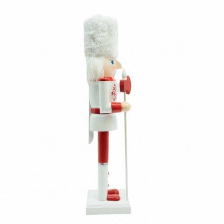Schiaccianoci di Natale in Legno Bianco e Rosso con Ascia H.38 cm