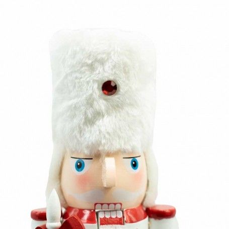 Schiaccianoci di Natale in Legno Bianco e Rosso con Ascia H.38 cm