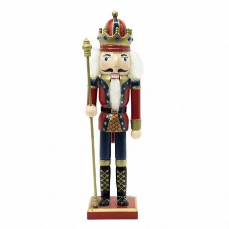 Schiaccianoci Natalizio in Uniforme con Corona e Scettro H.30 cm