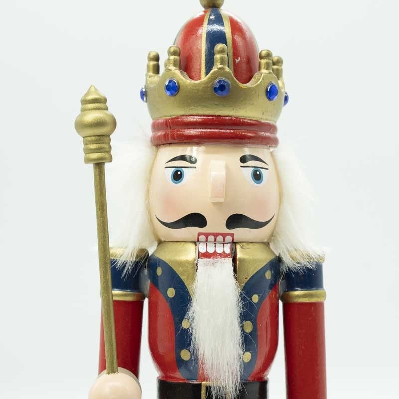 Schiaccianoci Natalizio in Uniforme con Corona e Scettro H.30 cm