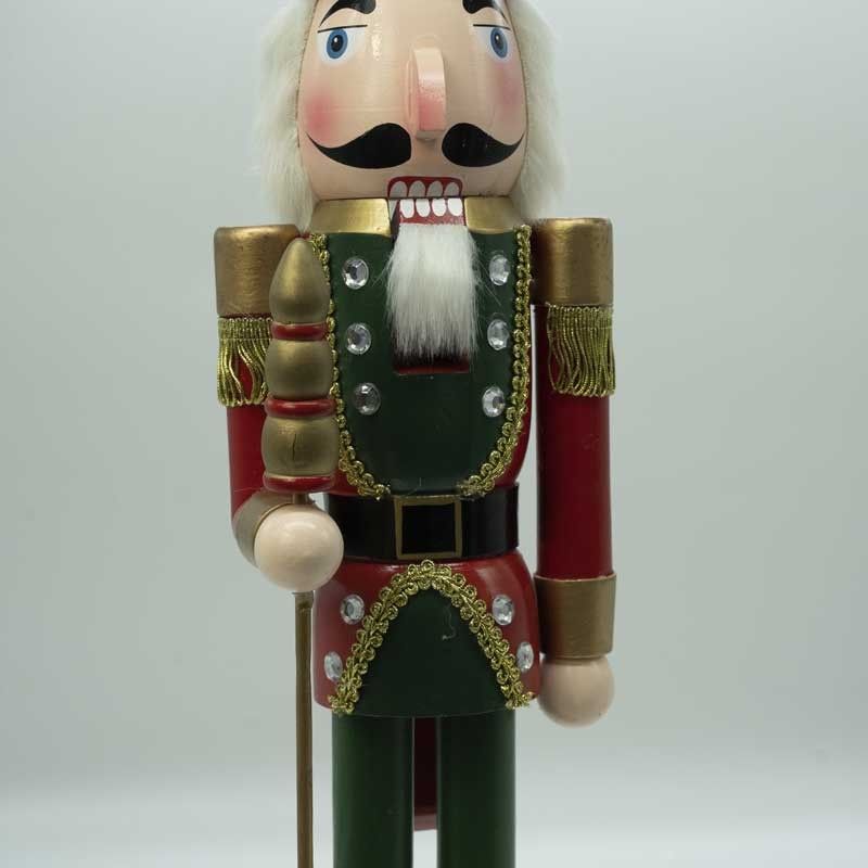 Schiaccianoci Natalizio in Uniforme con Corona e Scettro H.60 cm