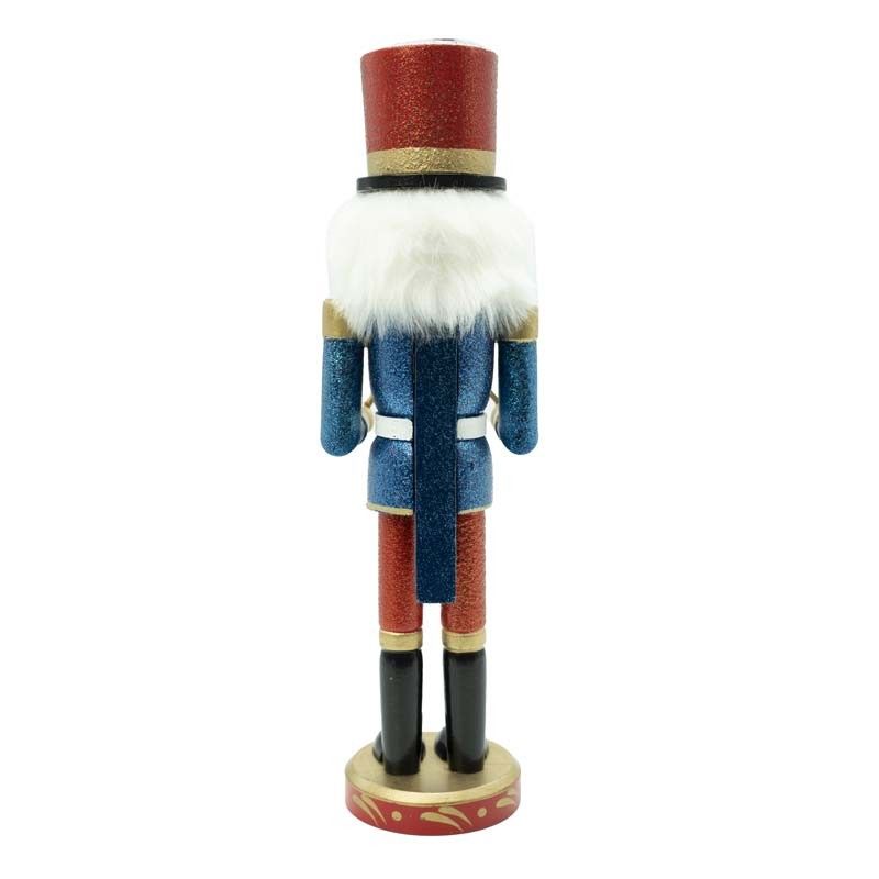 Schiaccianoci Natalizio in Uniforme Glitterata con Tamburo H.38 cm