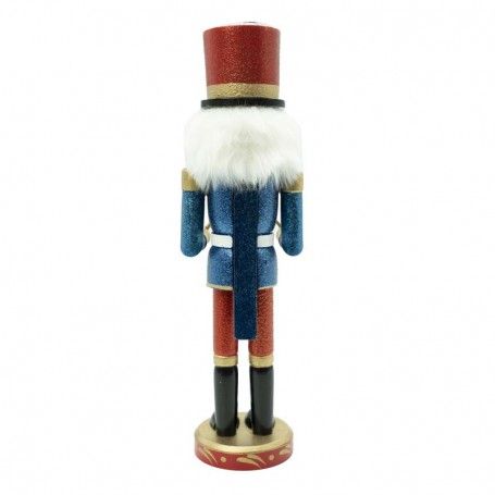 Schiaccianoci Natalizio in Uniforme Glitterata con Tamburo H.38 cm