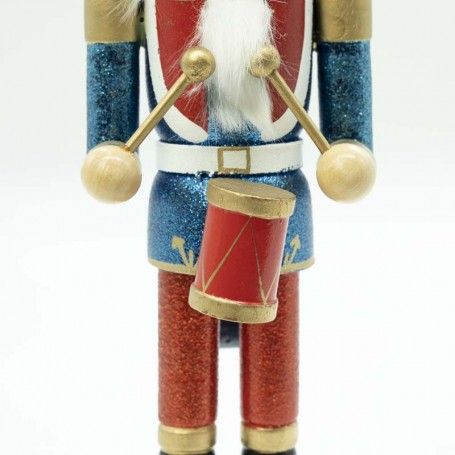 Schiaccianoci Natalizio in Uniforme Glitterata con Tamburo H.38 cm