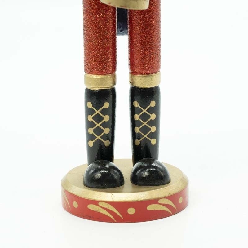 Schiaccianoci Natalizio in Uniforme Glitterata con Tamburo H.38 cm