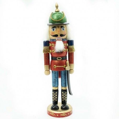 Schiaccianoci Natalizio in Uniforme Glitterata con Spada H.38 cm