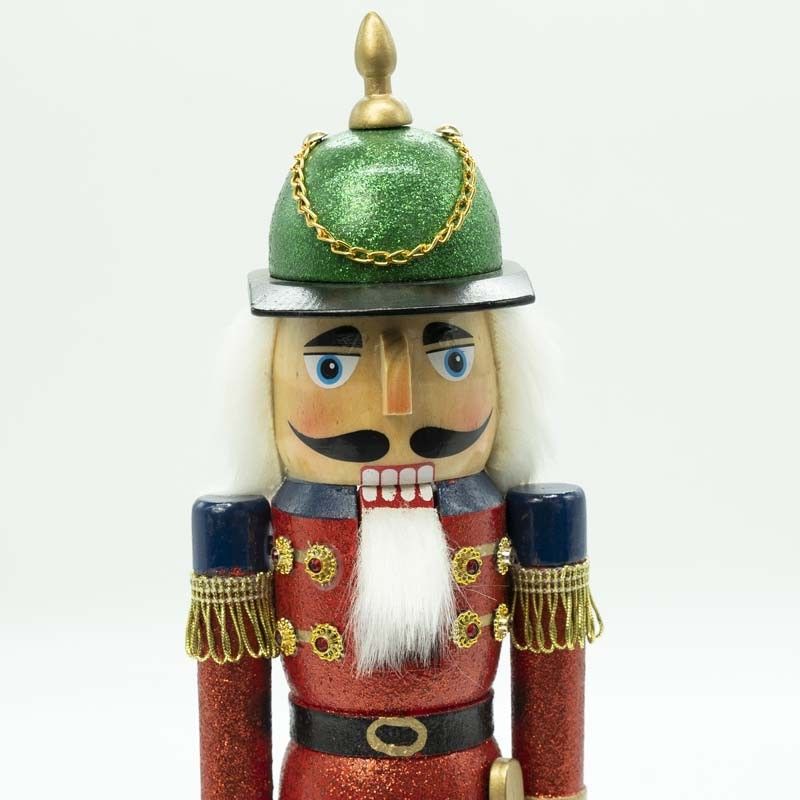 Schiaccianoci Natalizio in Uniforme Glitterata con Spada H.38 cm