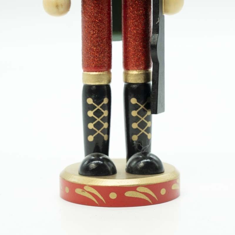 Schiaccianoci Natalizio in Uniforme Glitterata con Fucile H.38 cm