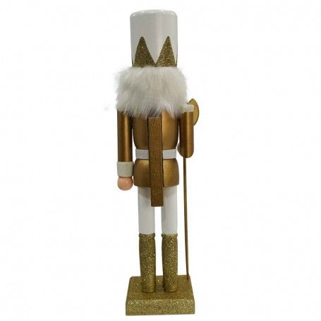 Schiaccianoci Natalizio in Legno Bianco e Oro con Ascia H.38 e 60 cm