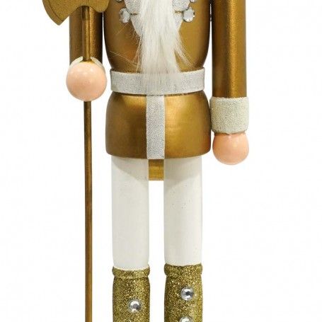 Schiaccianoci Natalizio in Legno Bianco e Oro con Ascia H.38 e 60 cm