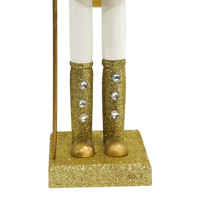 Schiaccianoci Natalizio in Legno Bianco e Oro con Ascia H.38 e 60 cm