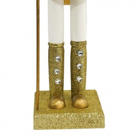 Schiaccianoci Natalizio in Legno Bianco e Oro con Ascia H.38 e 60 cm