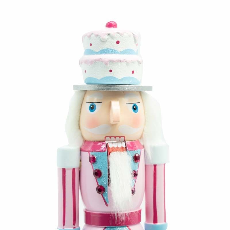 Schiaccianoci Natalizio in Legno con Cappello a Torta H.38 cm