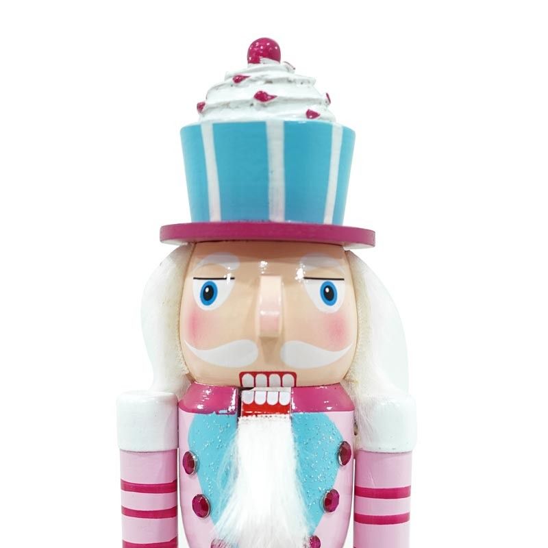 Schiaccianoci Natalizio in Legno con Cappello Cup Cake H.38 cm