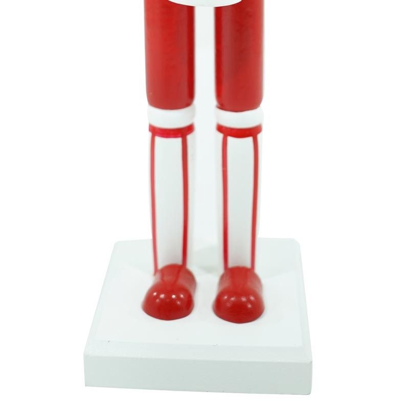 Schiaccianoci di Natale in Legno Bianco e Rosso con Tamburo H.38 cm