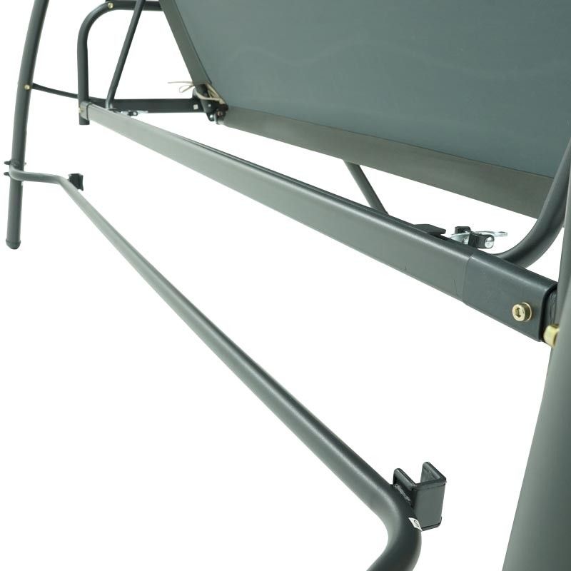 Dondolo Letto da Giardino 3 Posti con Tettuccio Parasole Grigio e Marrone