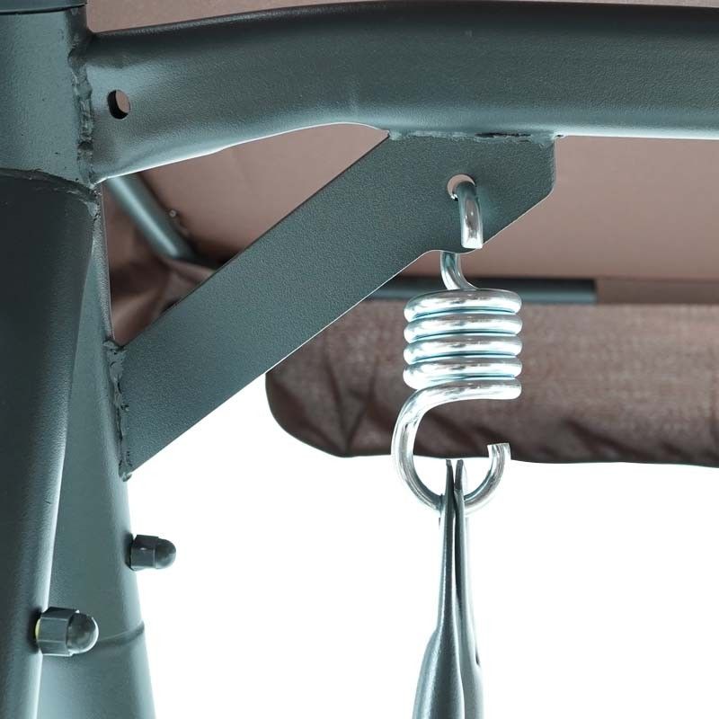 Dondolo Letto da Giardino 3 Posti con Tettuccio Parasole Grigio e Marrone